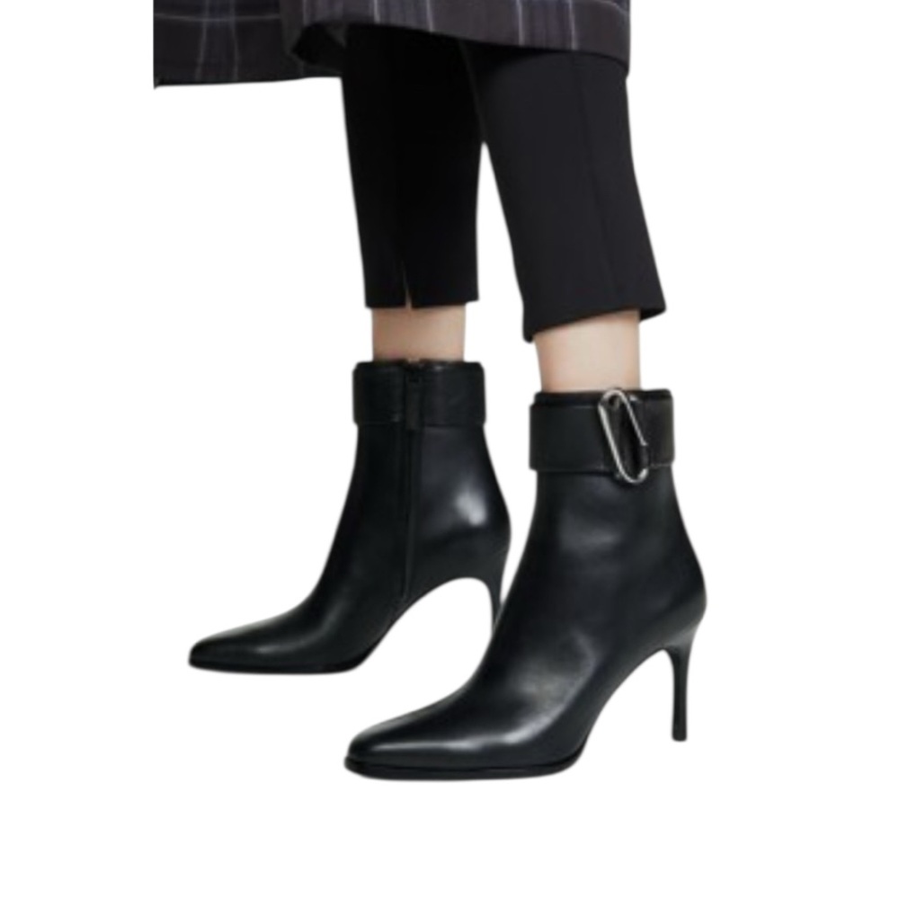 3.1 PHILLIP LIM BLACK LEATHER ANKLE BOOTIES SIZE EU 40, US 10
